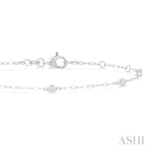 1/6 ctw Round Cut Diamond Paperclip Station Bracelet in 14K White Gold